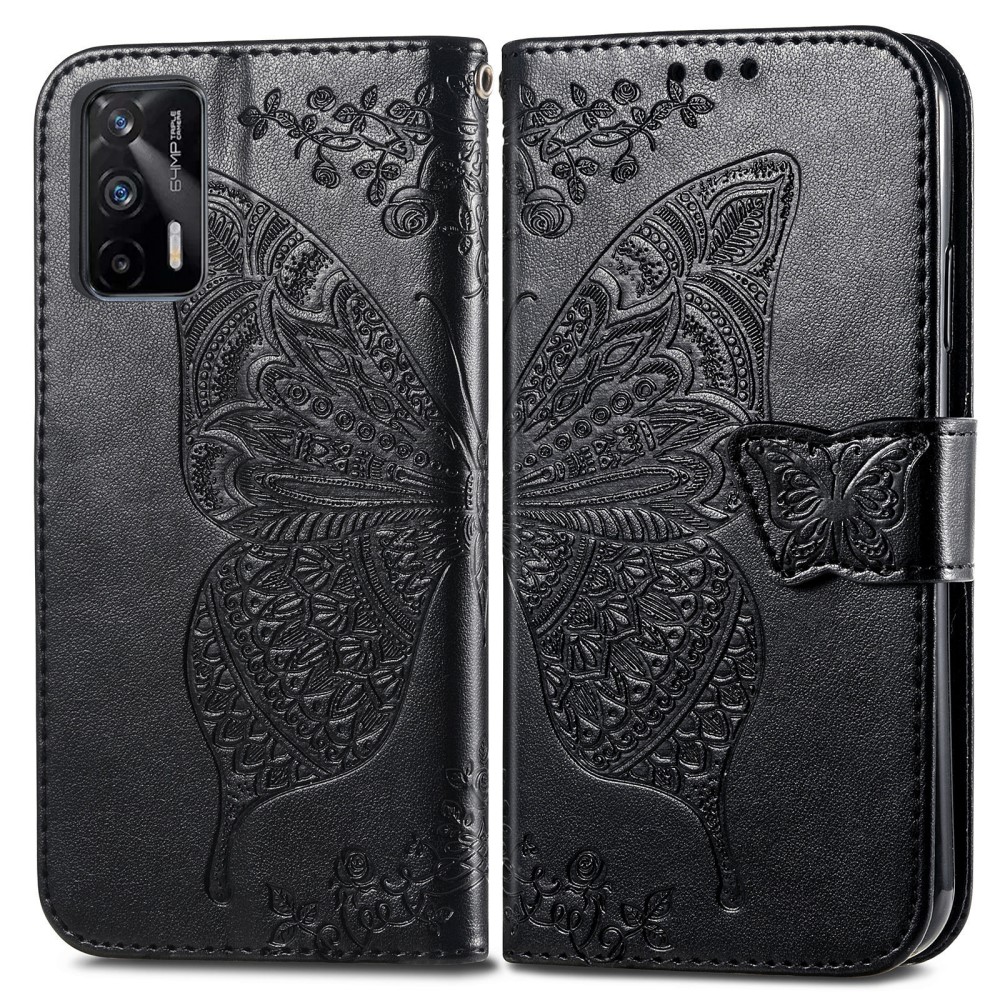  Realme GT 5G - Butterfly Läder Fodral - Svart