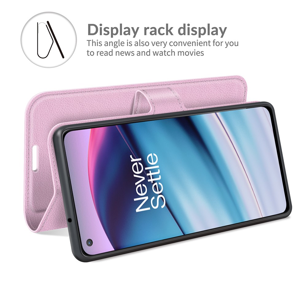  OnePlus Nord CE 5G - Litchi Läder Fodral - Ljus Rosa