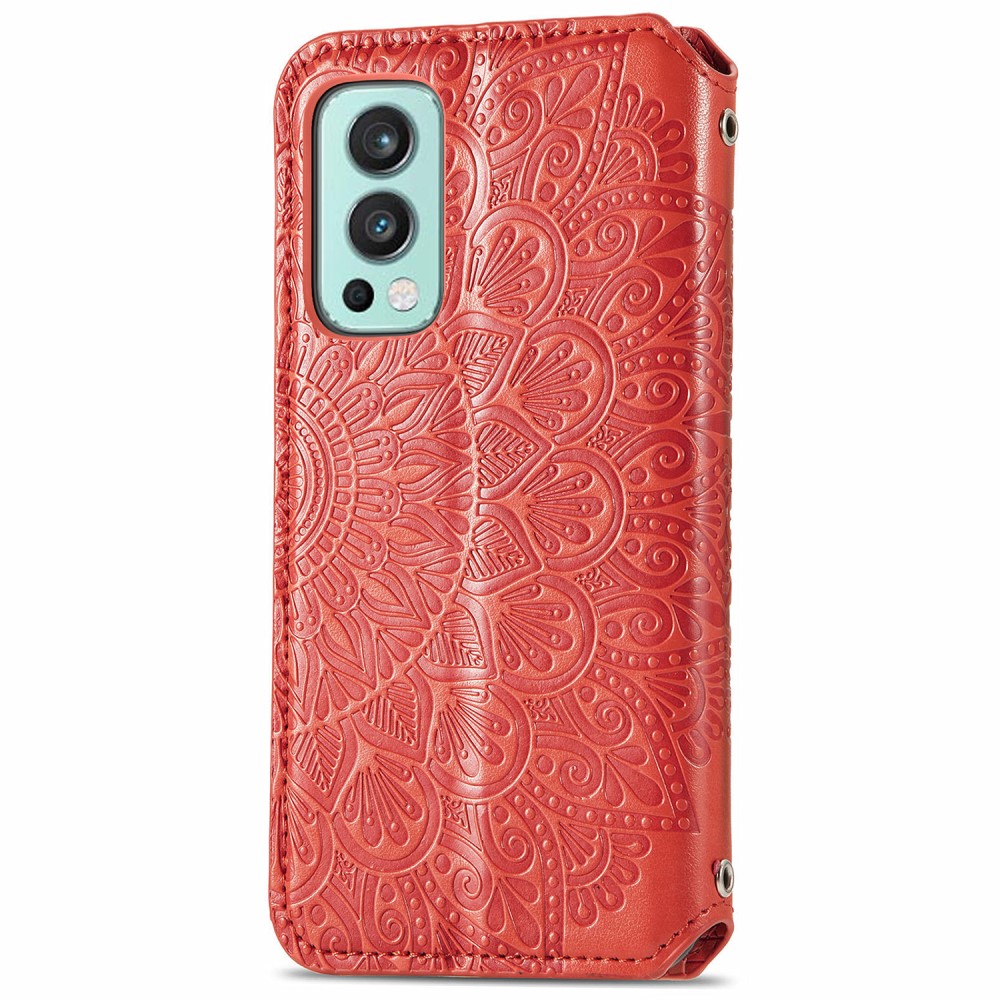  OnePlus Nord 2 5G - Mandala Tryckt Läder Fodral - Röd