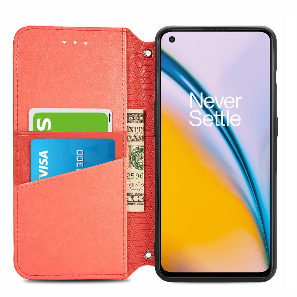  OnePlus Nord 2 5G - Mandala Tryckt Läder Fodral - Röd