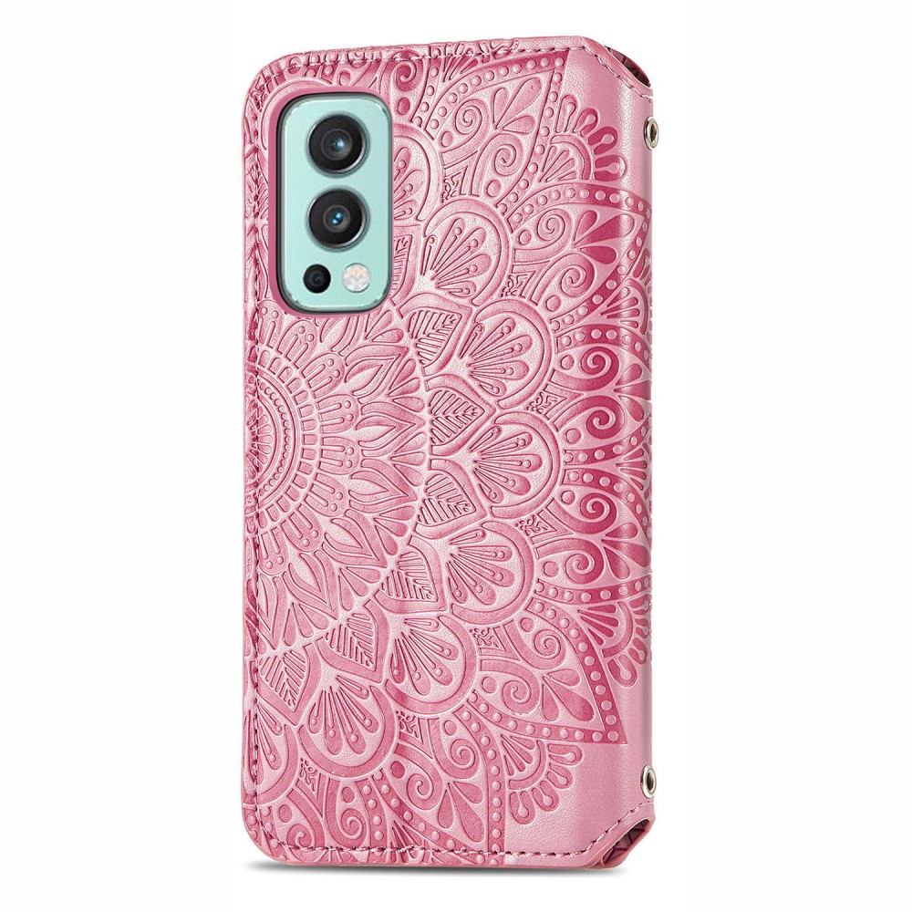  OnePlus Nord 2 5G - Mandala Tryckt Läder Fodral - Rosa
