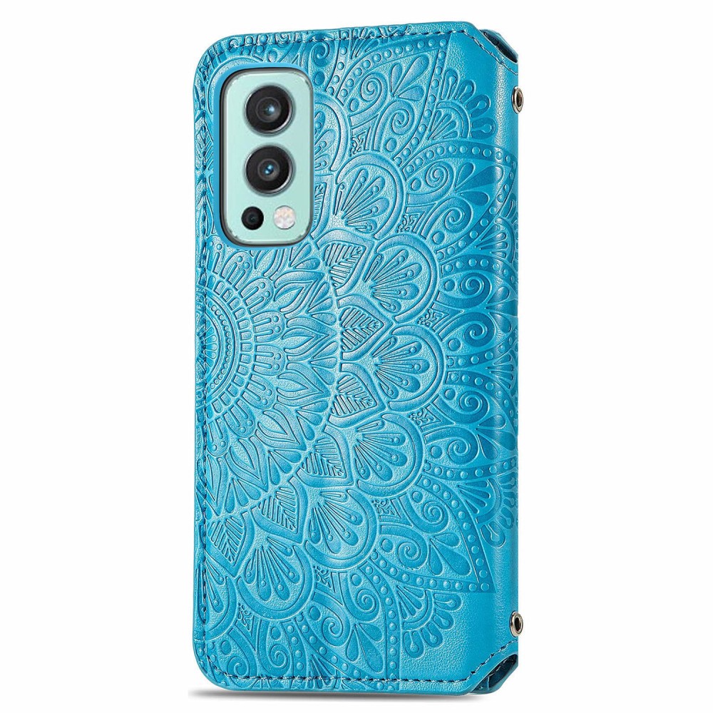  OnePlus Nord 2 5G - Mandala Tryckt Läder Fodral - Blå