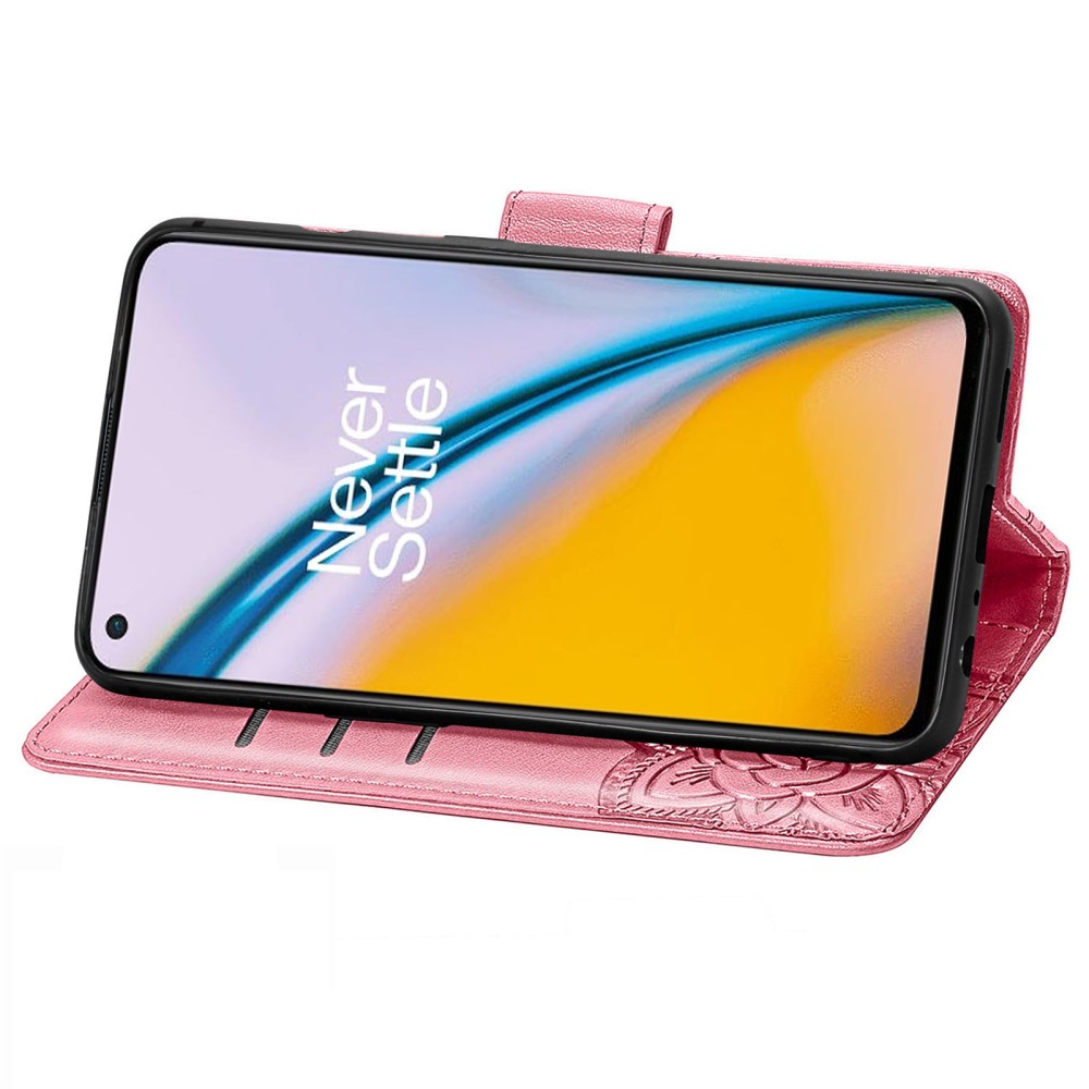  OnePlus Nord 2 5G - Butterfly Läder Fodral - Rosa