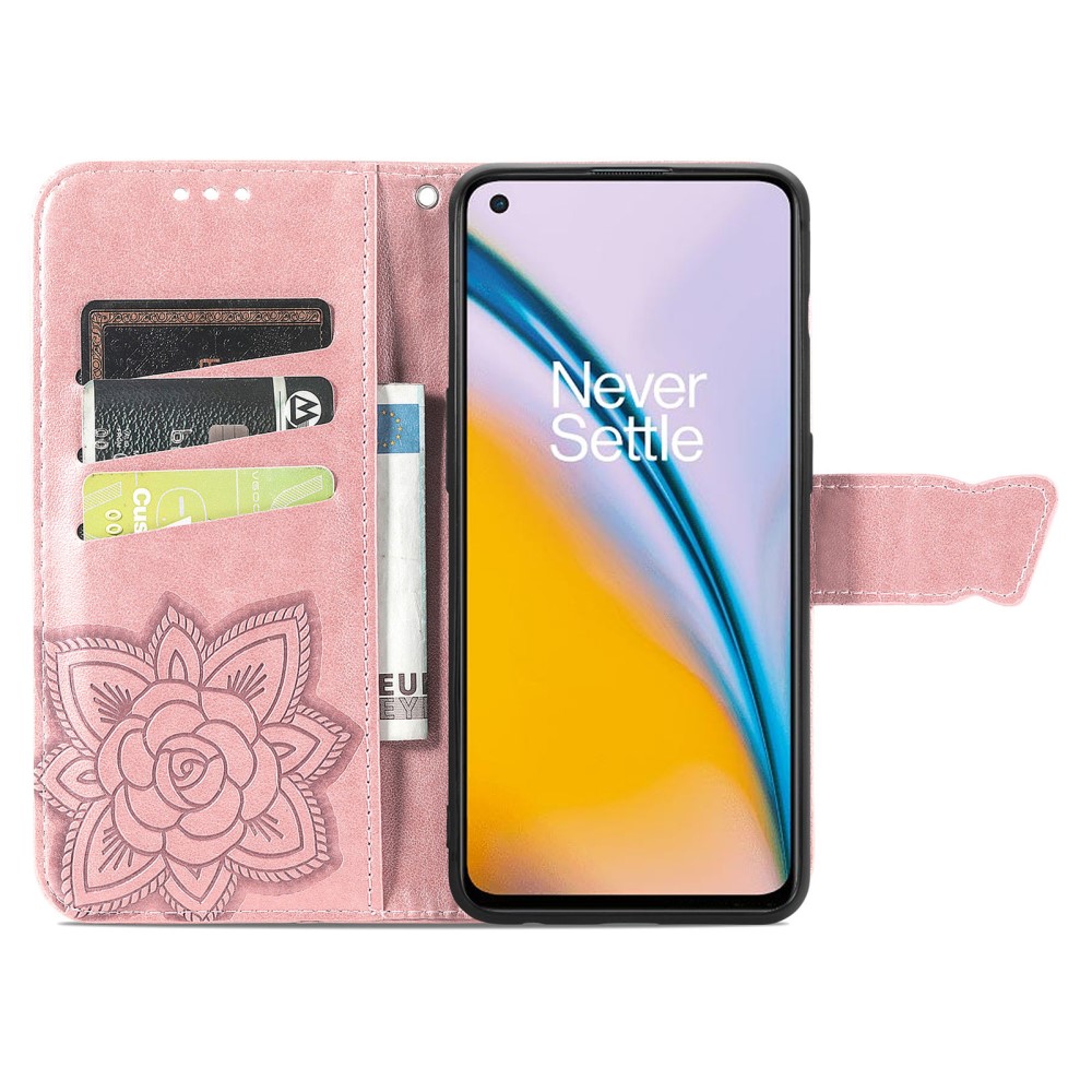 OnePlus Nord 2 5G - Butterfly Läder Fodral - Roséguld