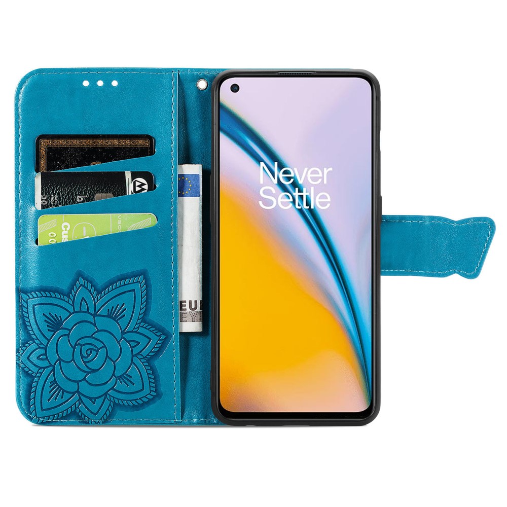  OnePlus Nord 2 5G - Butterfly Läder Fodral - Blå