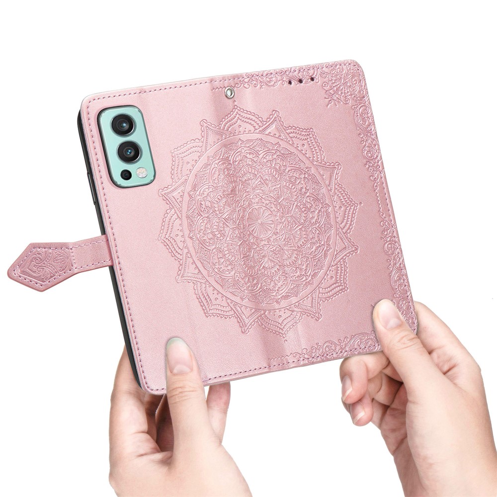  OnePlus Nord 2 5G - Mandala Läder Fodral - Roséguld