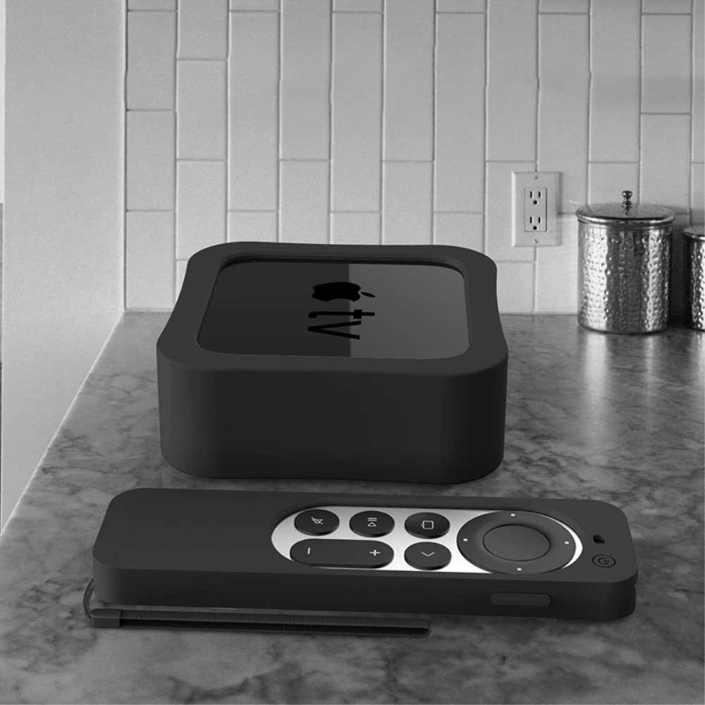  Apple TV 4K 2021 Silikonskal För Kontroll  Box - Svart
