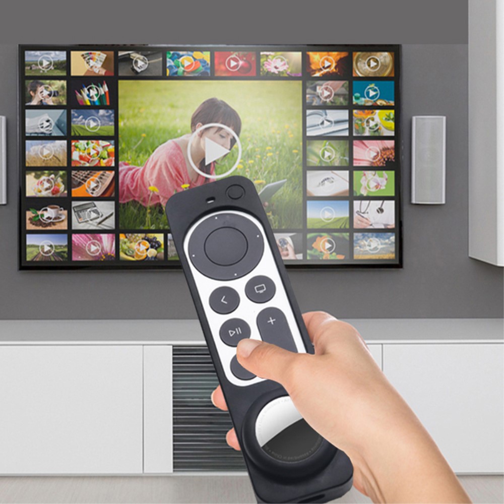  Apple TV 4K (2021) 2in1 Silikonskal Med Plats För AirTag - Svart