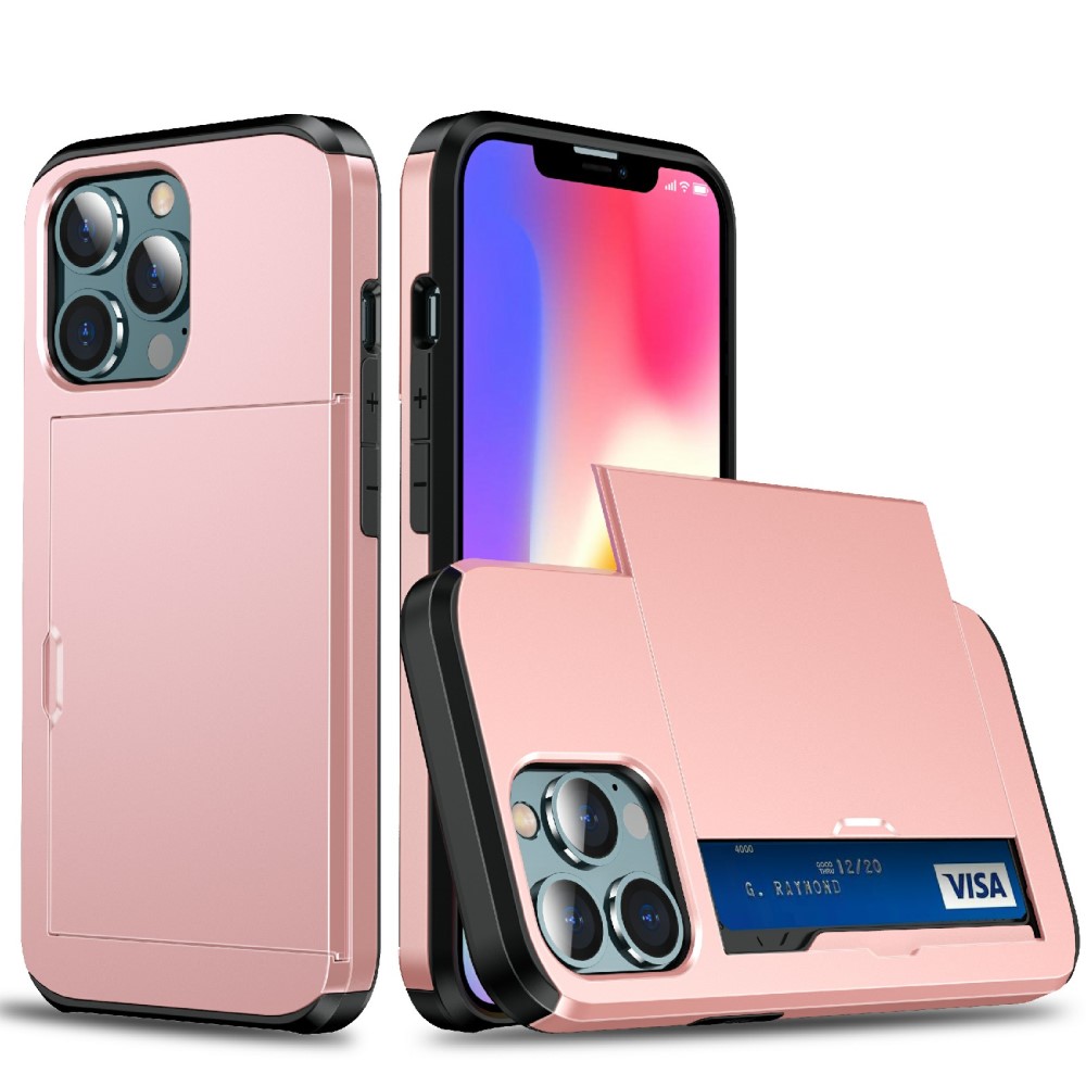  iPhone 13 - Hybrid Skal Med Kortfack - Roséguld
