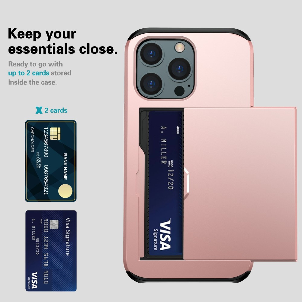  iPhone 13 - Hybrid Skal Med Kortfack - Roséguld
