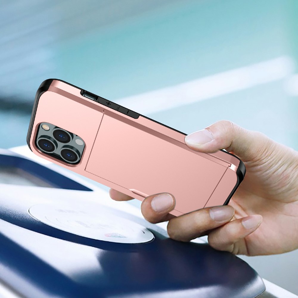  iPhone 13 - Hybrid Skal Med Kortfack - Roséguld