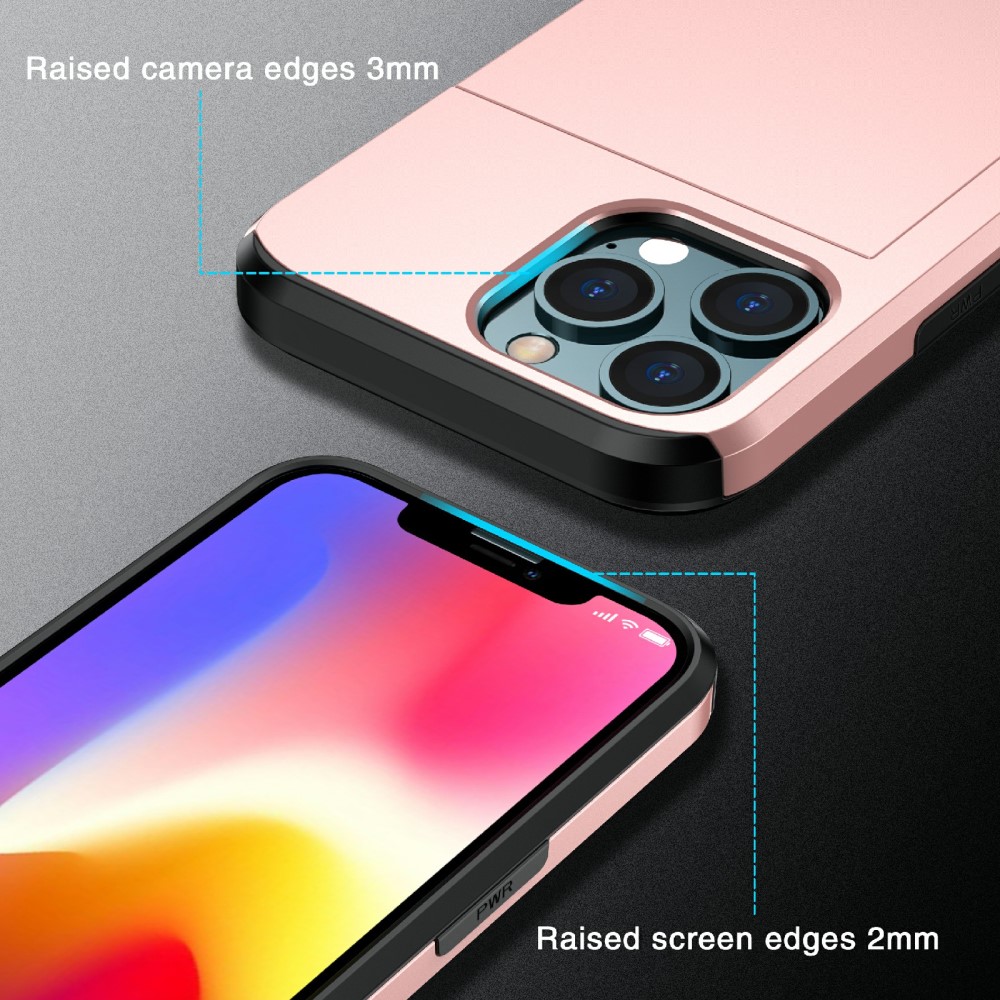  iPhone 13 - Hybrid Skal Med Kortfack - Svart
