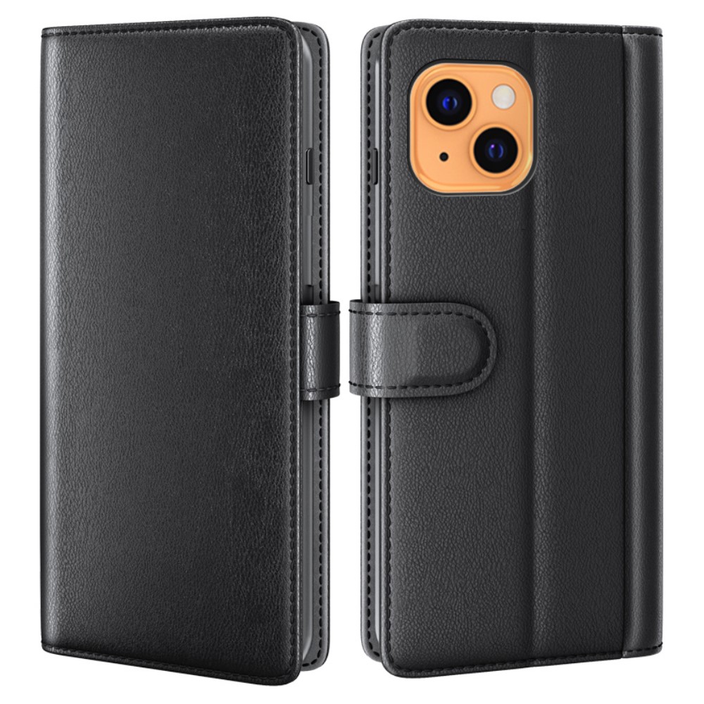  iPhone 13 - Premium Äkta Läder Fodral - Svart