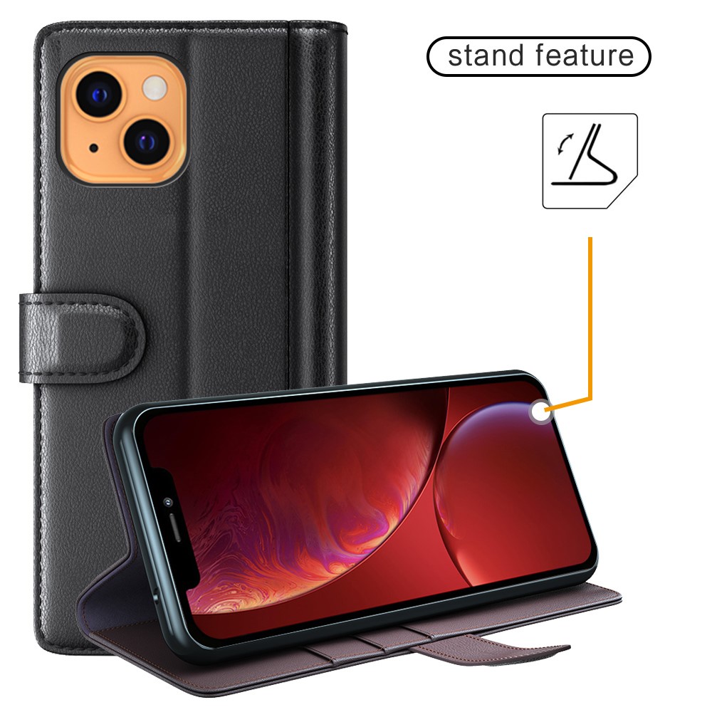  iPhone 13 - Premium Äkta Läder Fodral - Svart