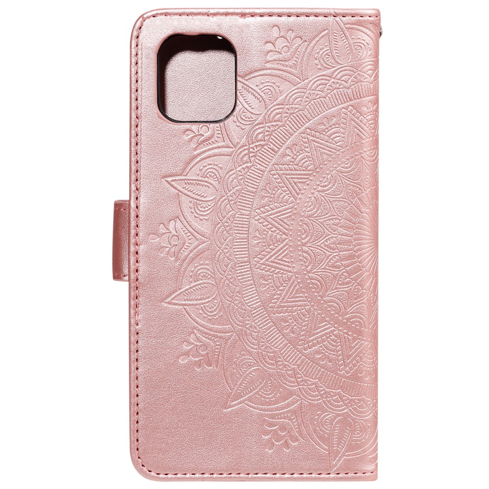  iPhone 13 - Tryckt Mandala Läder Fodral - Roséguld