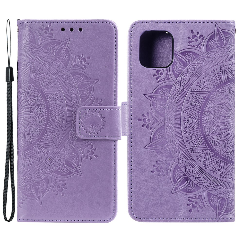  iPhone 13 - Tryckt Mandala Läder Fodral - Lila