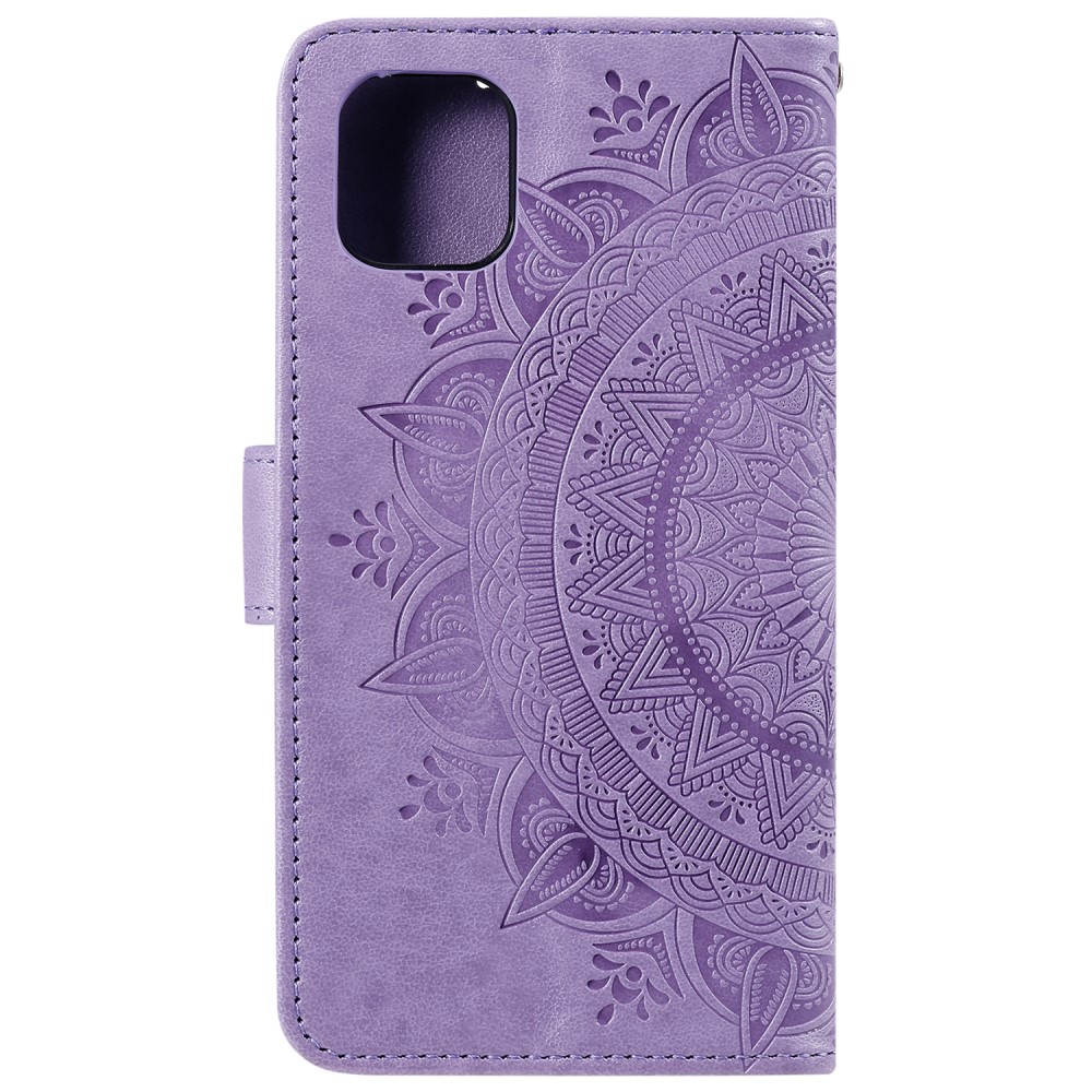  iPhone 13 - Tryckt Mandala Läder Fodral - Lila