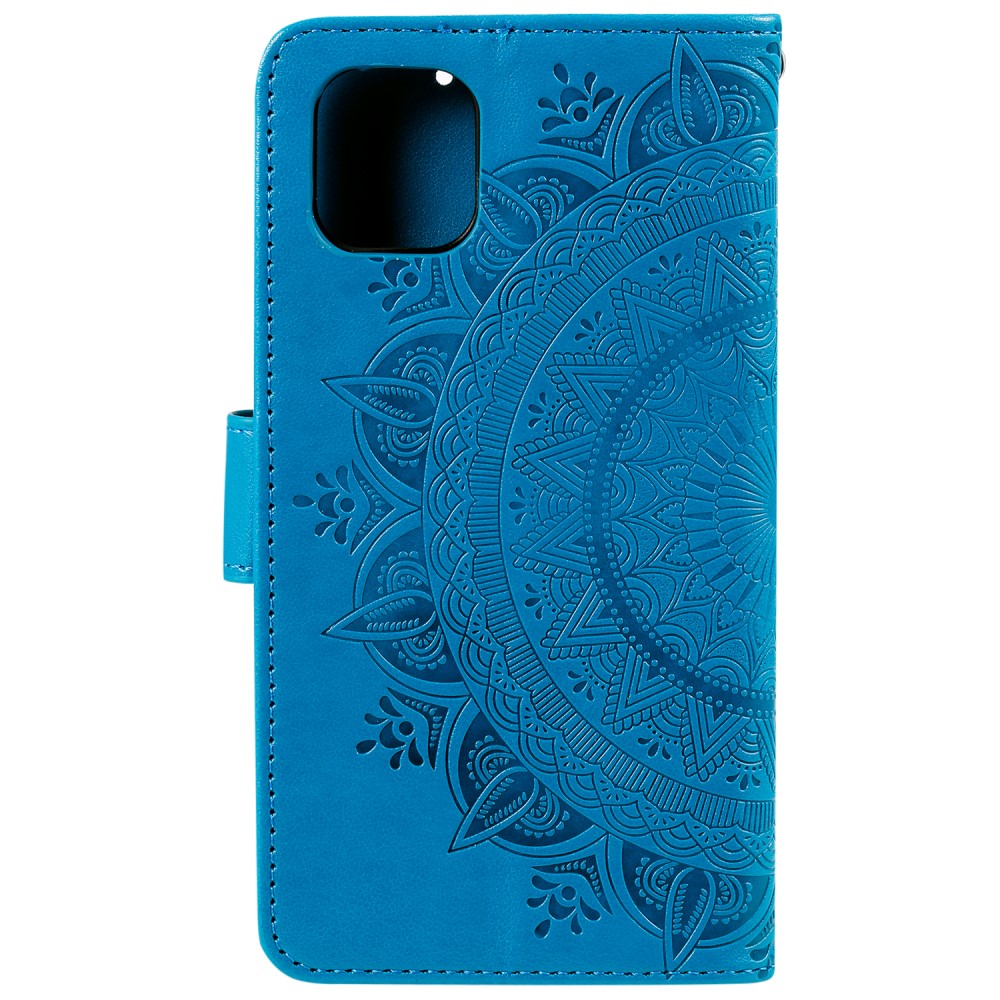  iPhone 13 - Tryckt Mandala Läder Fodral - Blå