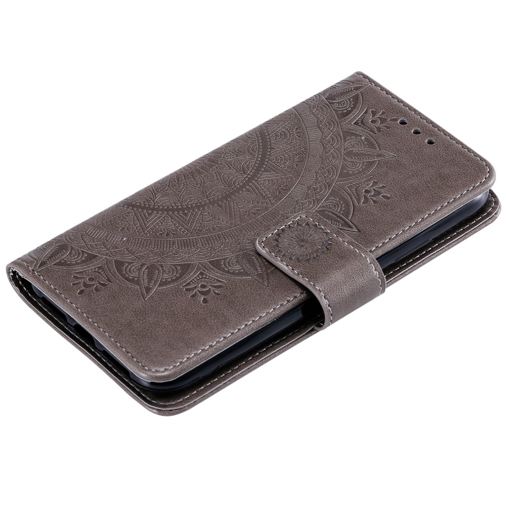  iPhone 13 - Tryckt Mandala Läder Fodral - Grå