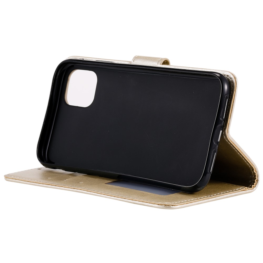  iPhone 13 - Tryckt Mandala Läder Fodral - Guld
