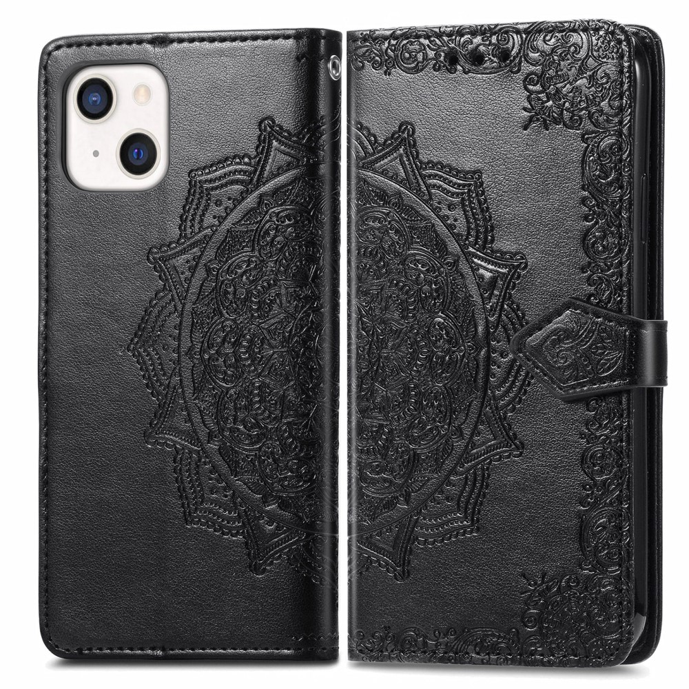  iPhone 13 - Mandala Läder Fodral - Svart