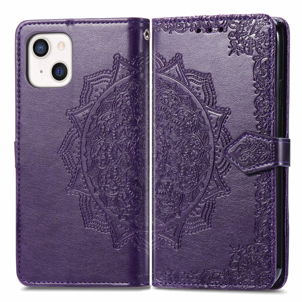  iPhone 13 - Mandala Läder Fodral - Lila