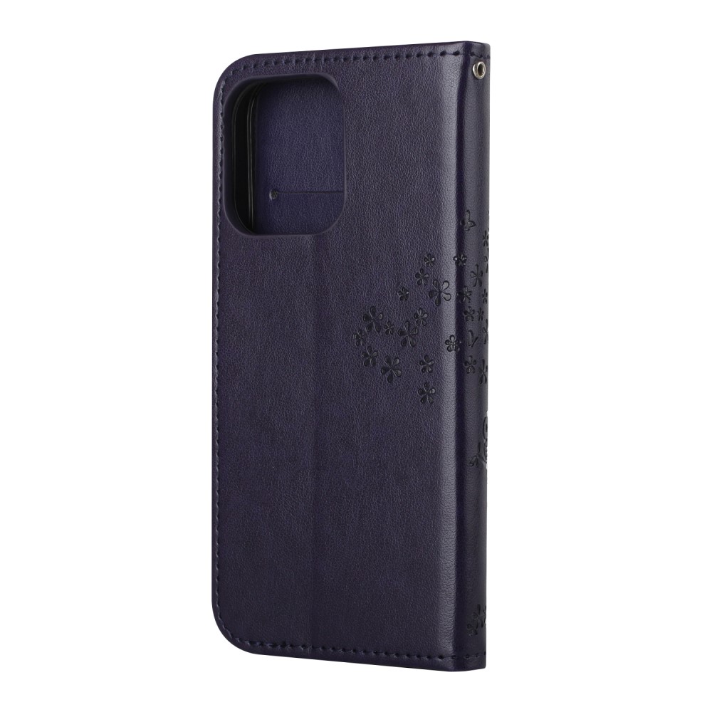  iPhone 13 - Owl Tree Läder Fodral - Mörk Lila