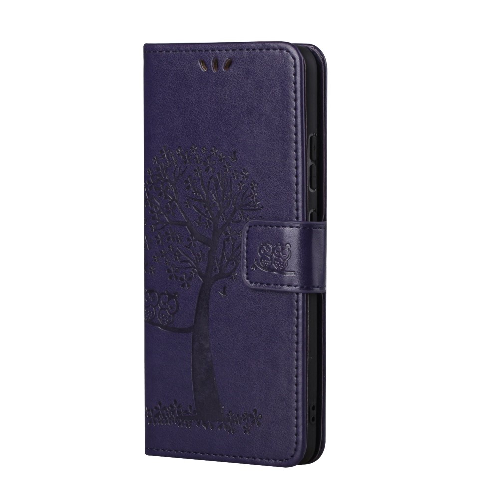  iPhone 13 - Owl Tree Läder Fodral - Mörk Lila