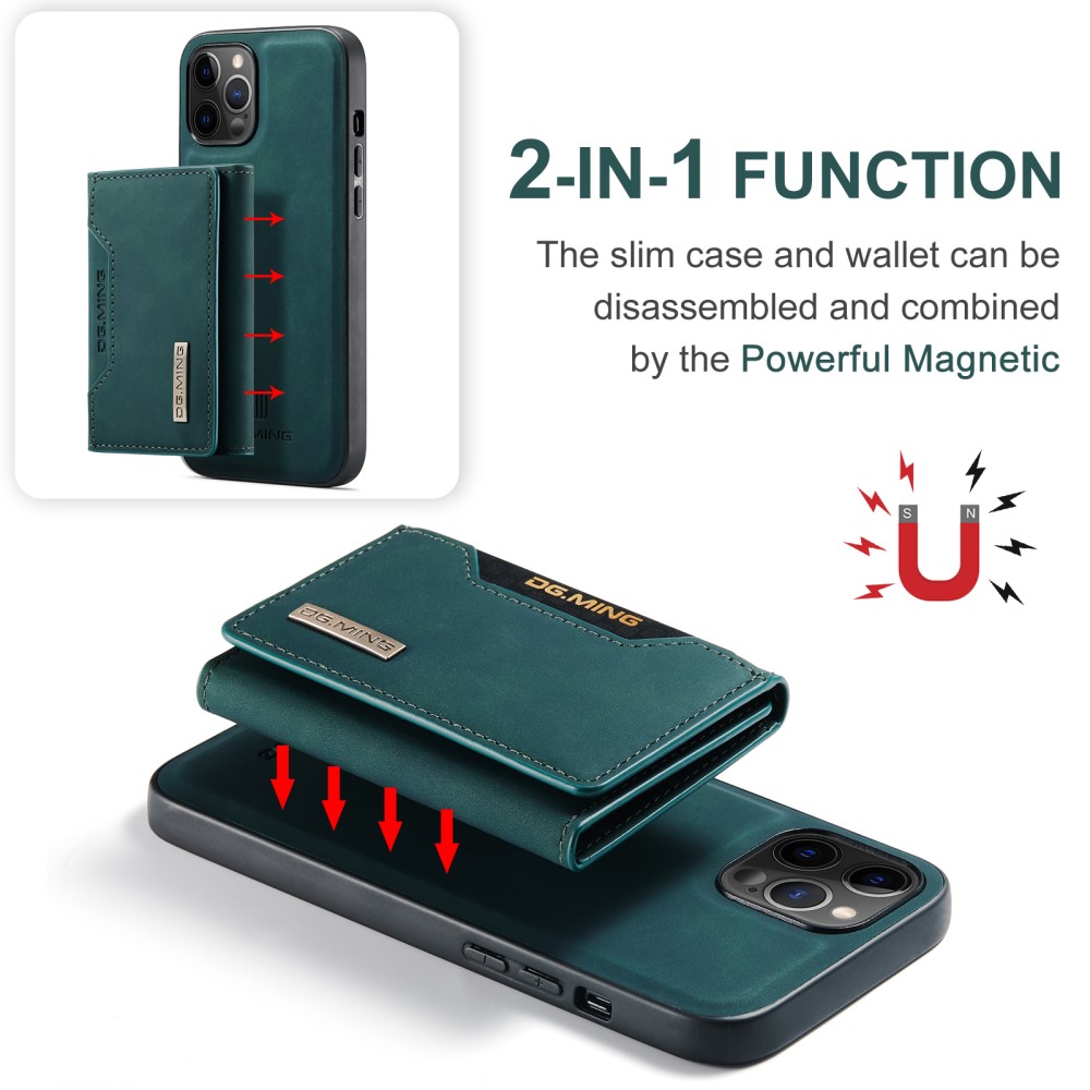DG.MING iPhone 13 - DG.MING 2in1 Skal Magnetisk Avtagbart Kortfack - Grön
