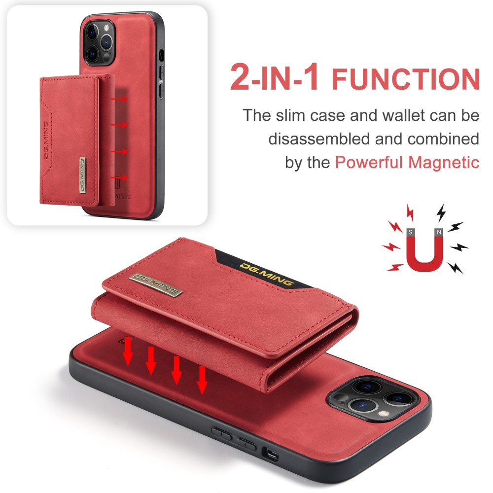 DG.MING iPhone 13 - DG.MING 2in1 Skal Magnetisk Avtagbart Kortfack - Röd