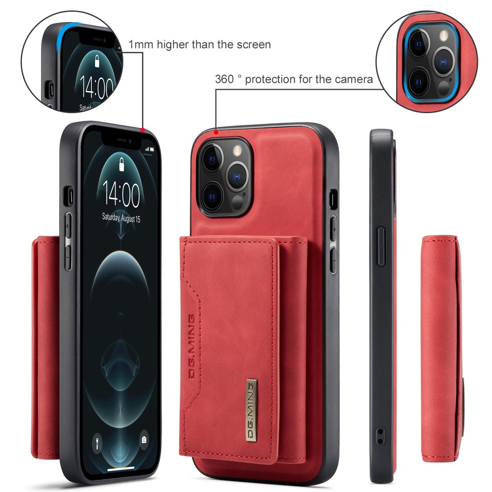 DG.MING iPhone 13 - DG.MING 2in1 Skal Magnetisk Avtagbart Kortfack - Röd