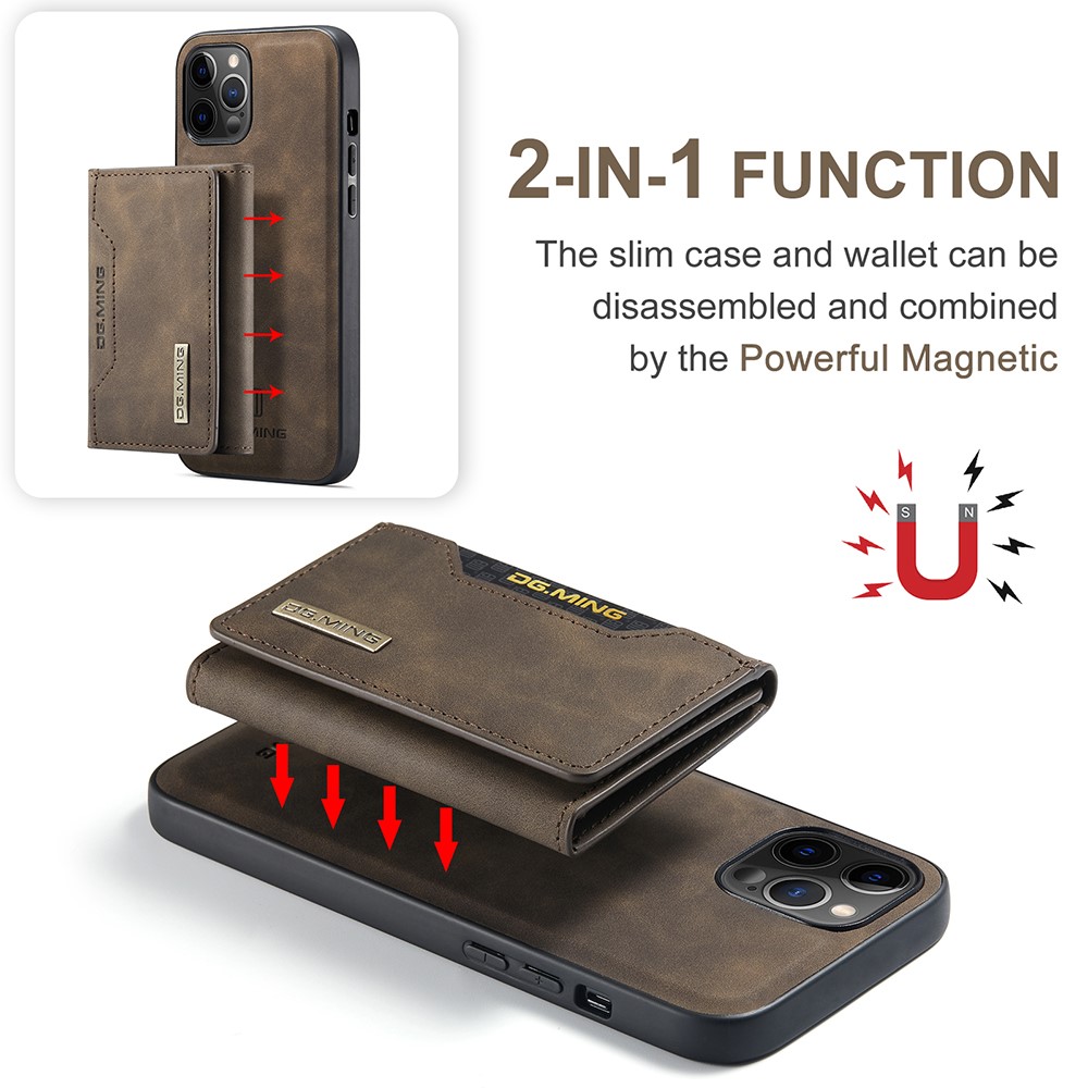 DG.MING iPhone 13 - DG.MING 2in1 Skal Magnetisk Avtagbart Kortfack - Brun