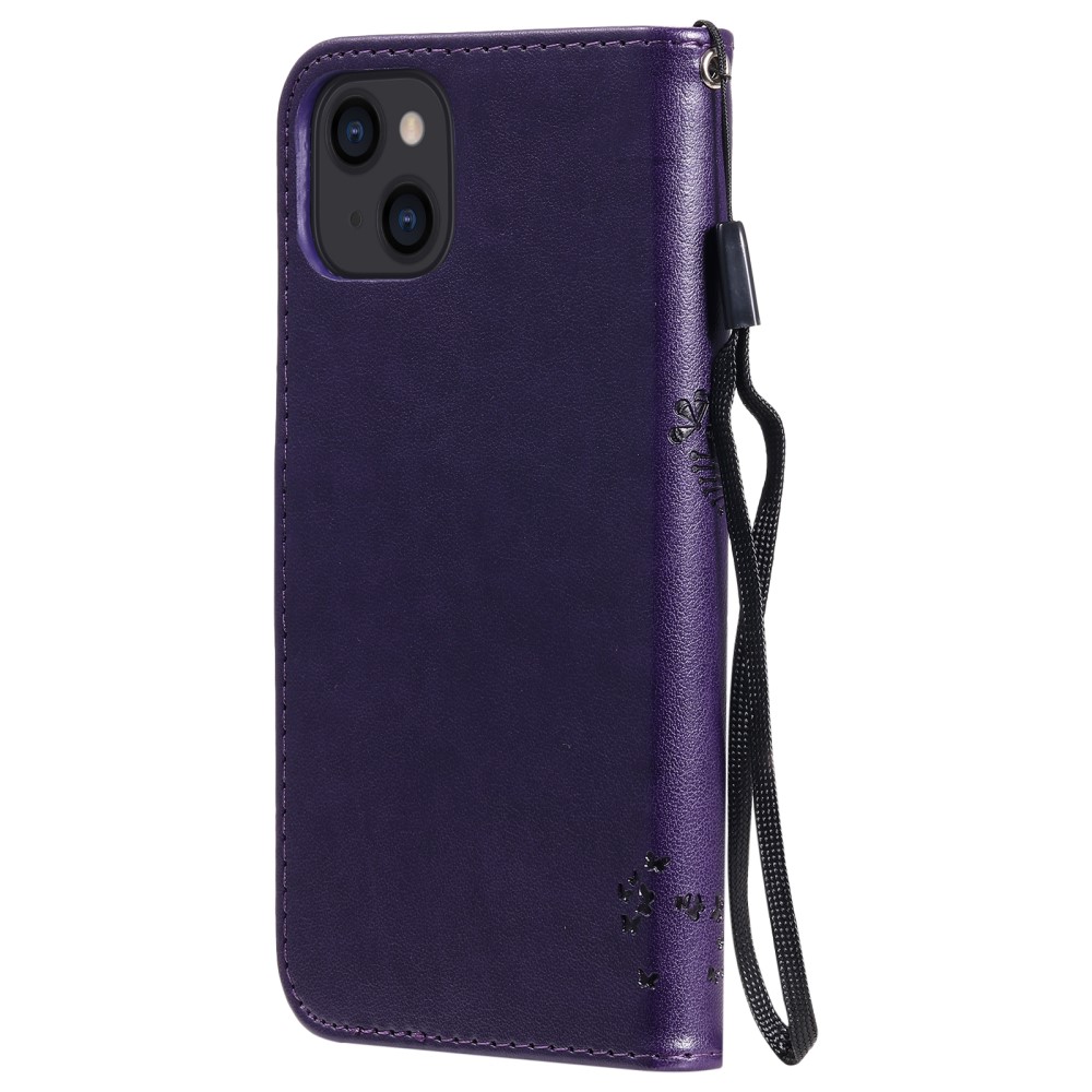  iPhone 13 - Tryckt Träd/Katt Design Fodral - Mörk Lila