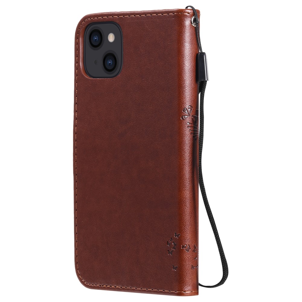 iPhone 13 - Tryckt Träd/Katt Design Fodral - Brun
