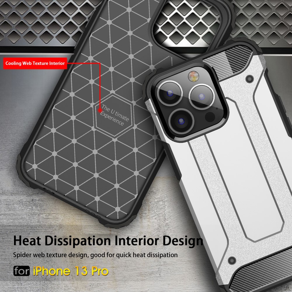  iPhone 13 Pro - Shockproof Hybrid Skal - Silver