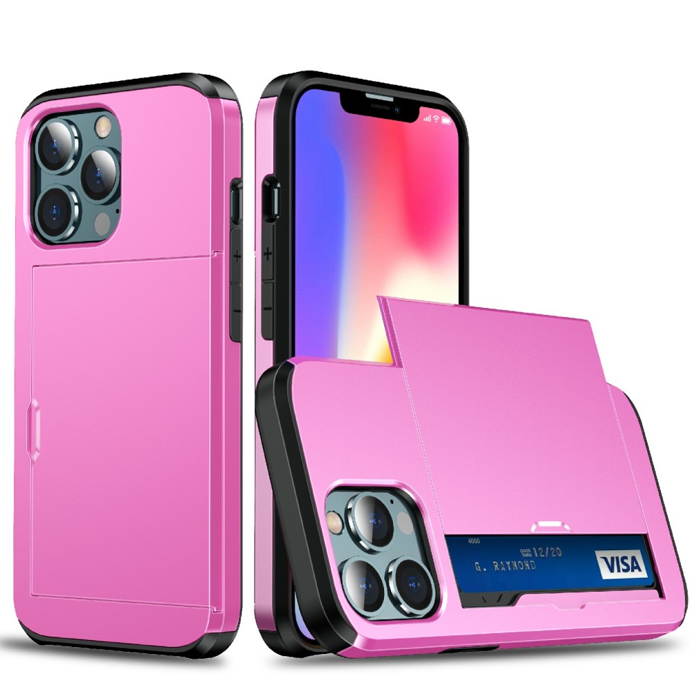  iPhone 13 Pro - Hybrid Skal Med Kortfack - Rosa