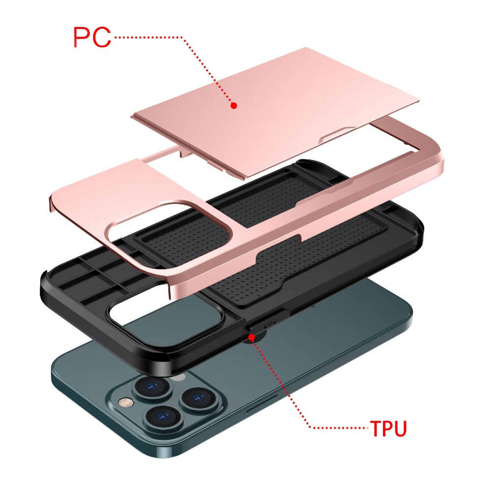  iPhone 13 Pro - Hybrid Skal Med Kortfack - Blå
