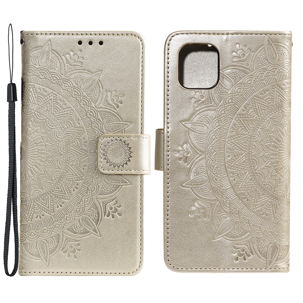  iPhone 13 Pro - Mandala Läder Fodral - Guld