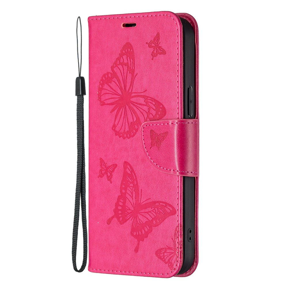  iPhone 13 Pro - Butterfly Läder Fodral - Rosa
