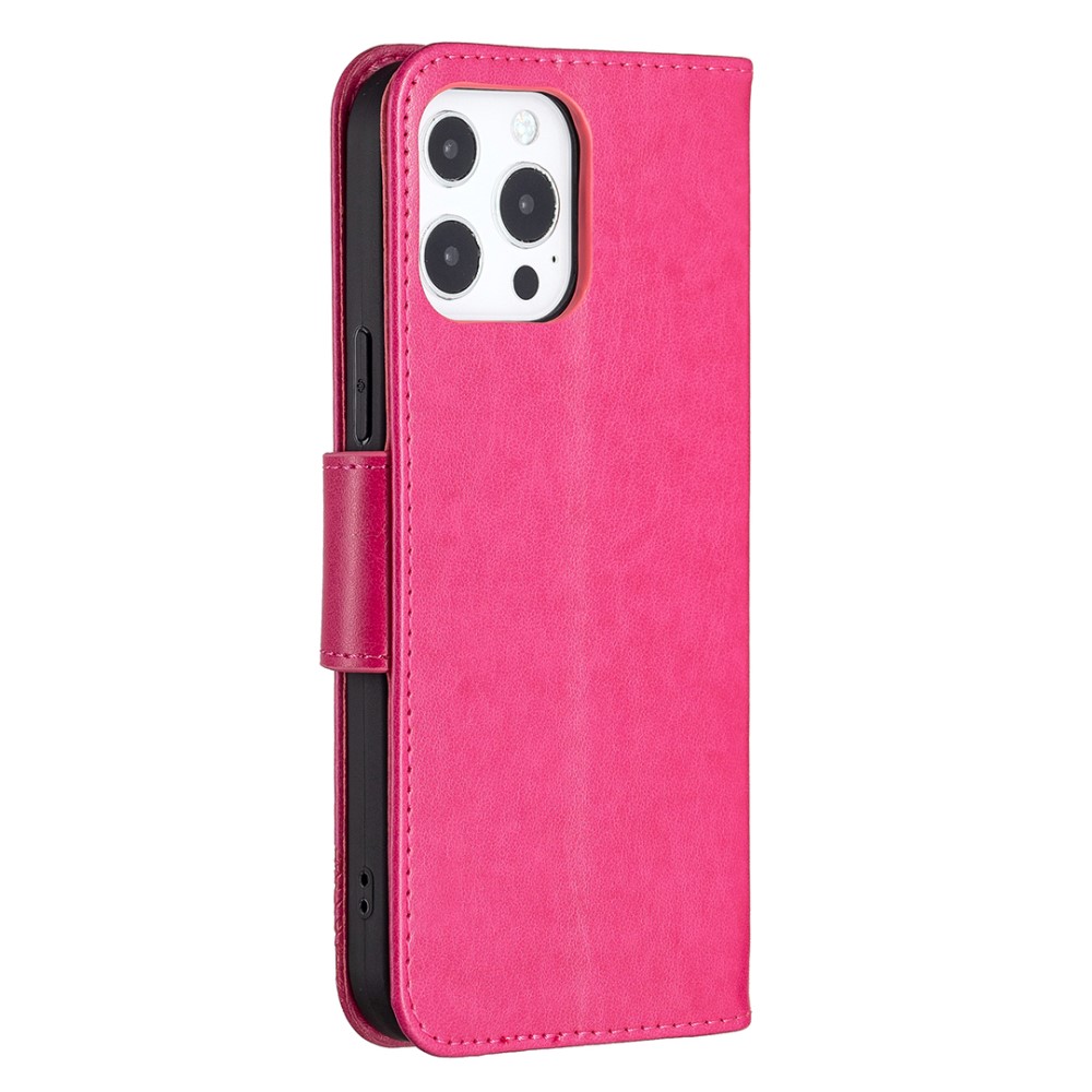  iPhone 13 Pro - Butterfly Läder Fodral - Rosa