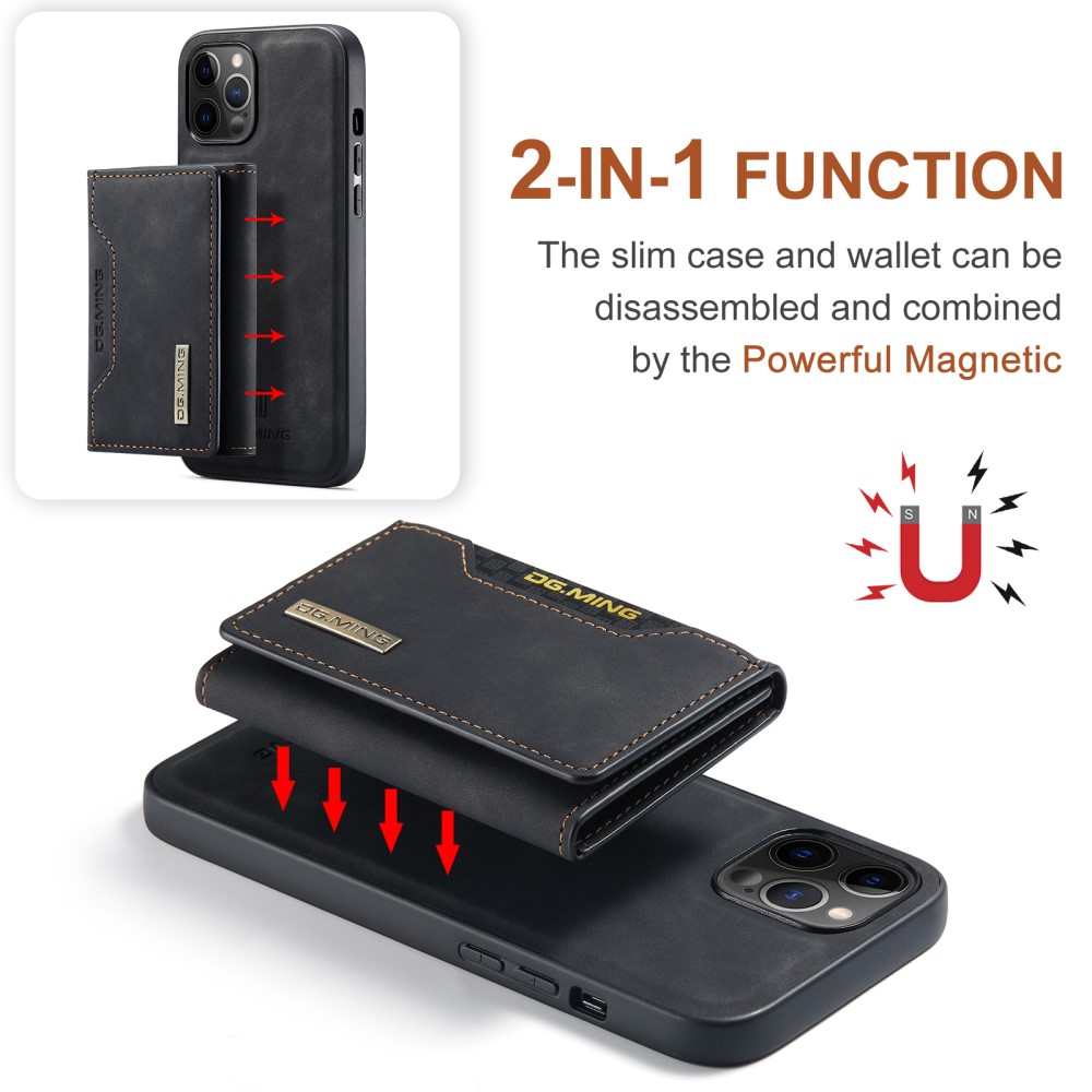 DG.MING iPhone 13 Pro - DG.MING 2in1 Skal Magnetisk Avtagbart Kortfack - Svart
