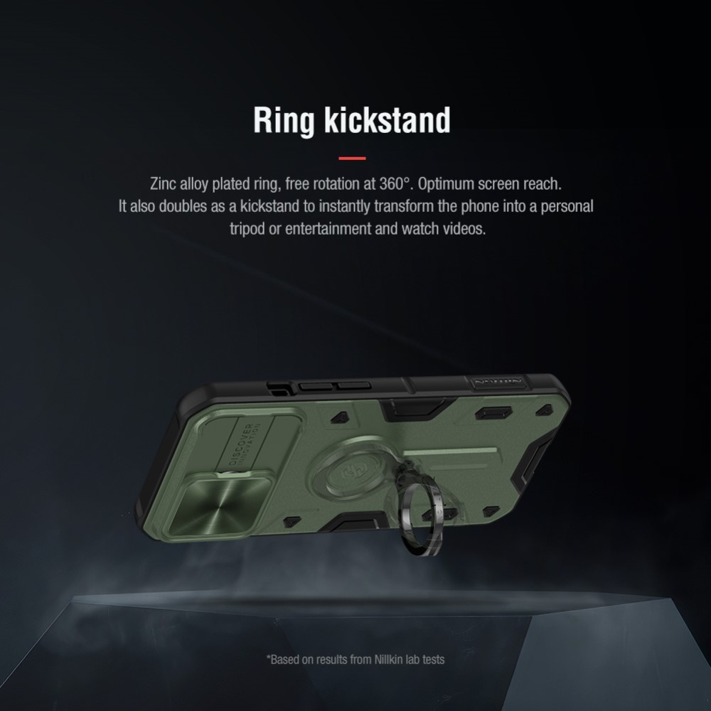 NILLKIN iPhone 13 Pro - NILLKIN CamShield Armor Hybrid Ring Skal - Svart