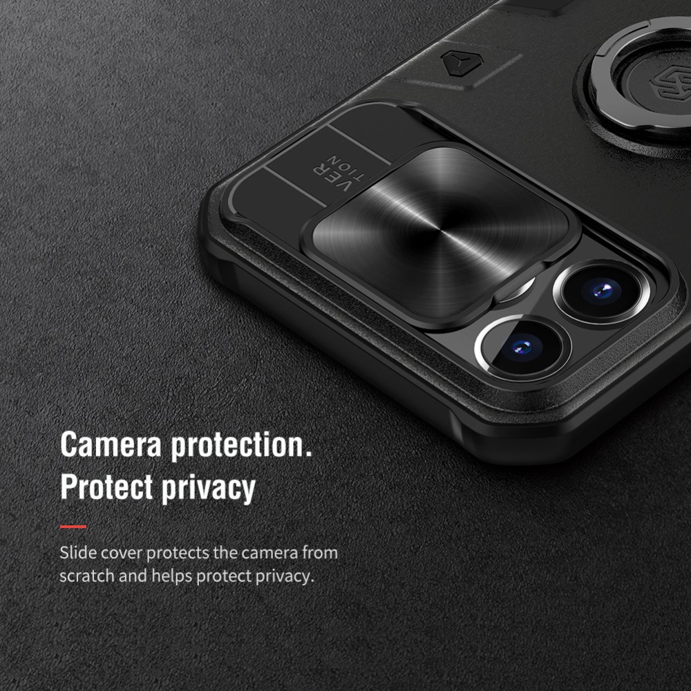NILLKIN iPhone 13 Pro - NILLKIN CamShield Armor Hybrid Ring Skal - Blå