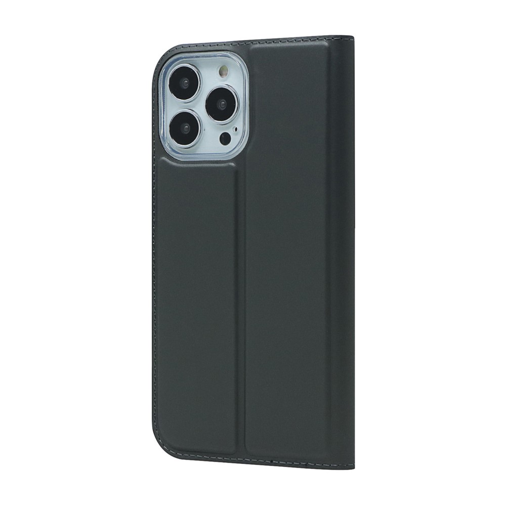  iPhone 13 Pro - Silkeslent Läder Flip Fodral - Svart