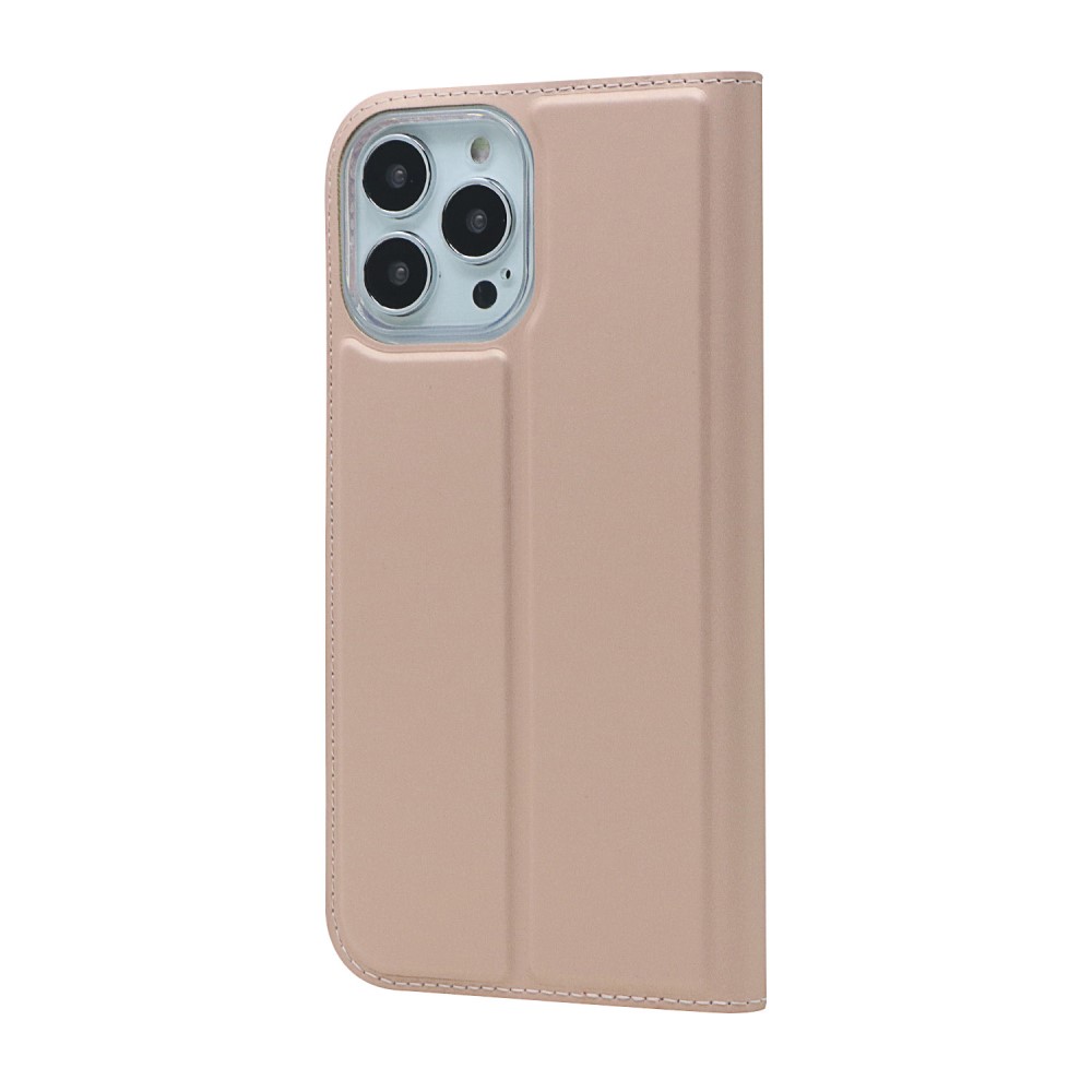  iPhone 13 Pro - Silkeslent Läder Flip Fodral - Roséguld