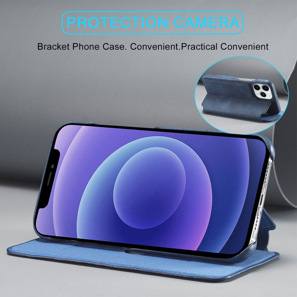 LC.IMEEKE iPhone 13 Pro - LC.IMEEKE Läder Flip Fodral - Blå
