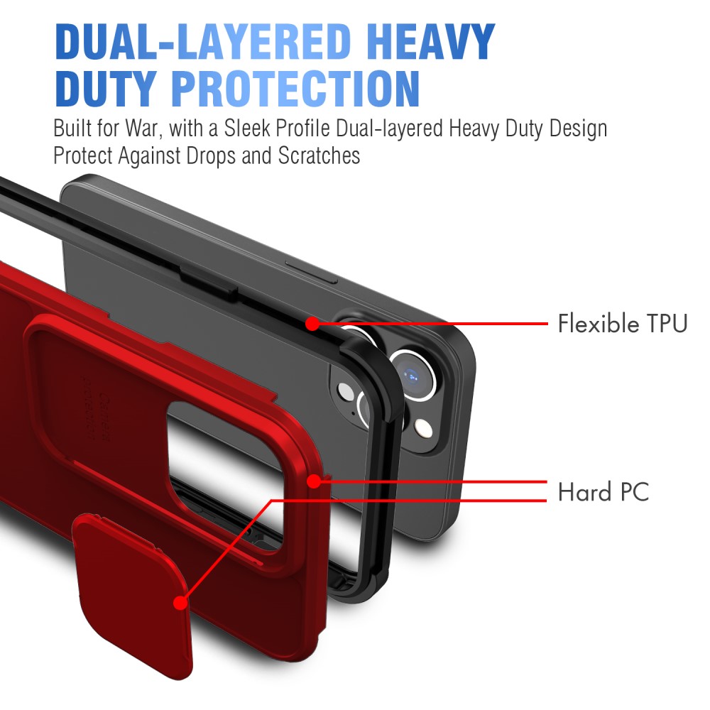  iPhone 13 Pro - CamShield Hybrid Skal - Röd