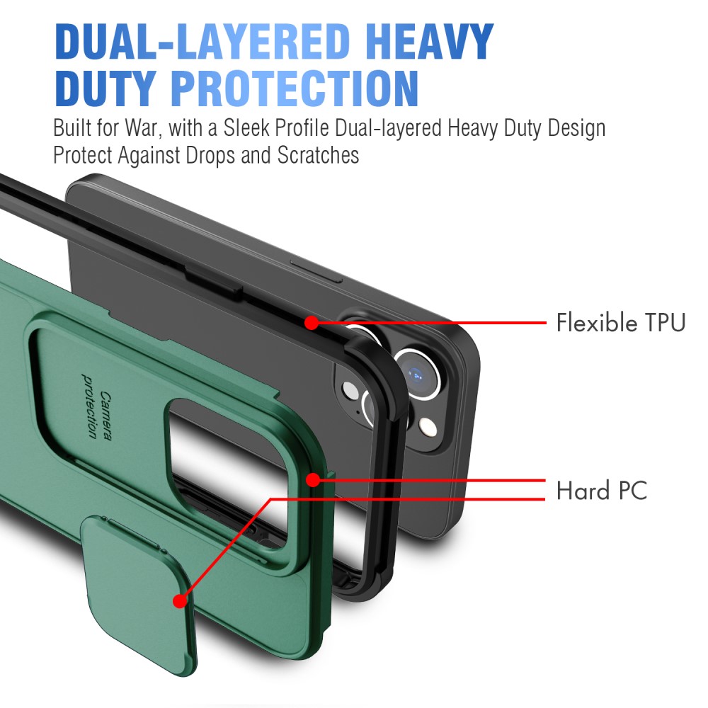  iPhone 13 Pro - CamShield Hybrid Skal - Grön
