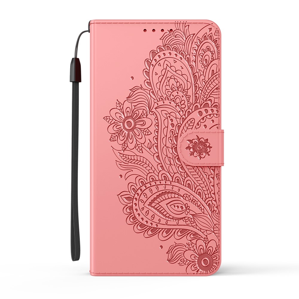 iPhone 13 Pro - Flower Mandala Läder Fodral - Roséguld