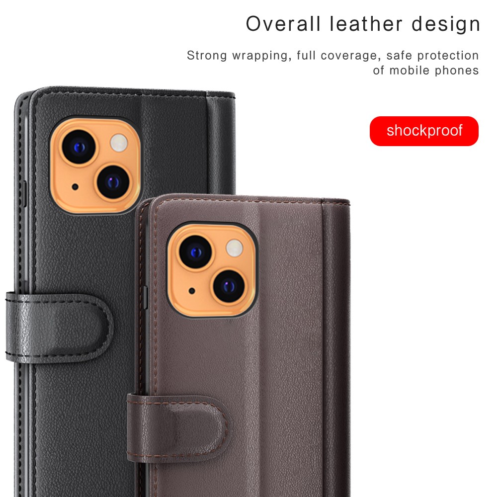  iPhone 13 Mini - Premium Äkta Läder Fodral - Brun